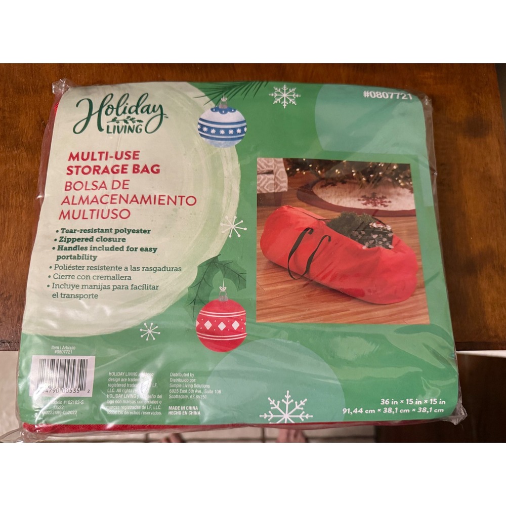Holiday Living Multi-Use Storage‎ Bag Red Polyester Zippered 36x15x15 0807721
